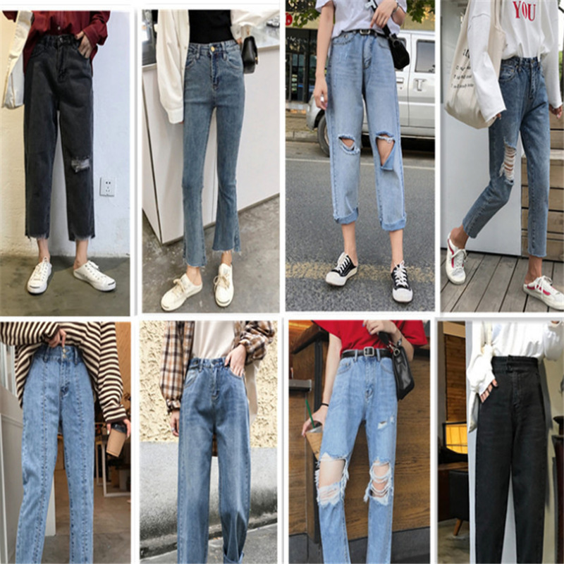 Women's Clothing in Stock Slimming All-Matching Jeans Women's Cropped Pants Women's Korean Style Loose Retro Daddy Pants Factory Direct Sales Women's Clothing in Stock Slimming All-Matching Jeans Women's Cropped Pants Women's Korean Style Loose Retro Daddy Pants Factory Direct Sales