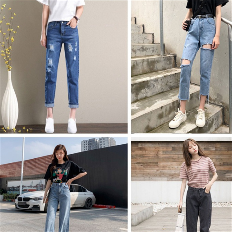 Women's Clothing in Stock Slimming All-Matching Jeans Women's Cropped Pants Women's Korean Style Loose Retro Daddy Pants Factory Direct Sales Women's Clothing in Stock Slimming All-Matching Jeans Women's Cropped Pants Women's Korean Style Loose Retro Daddy Pants Factory Direct Sales