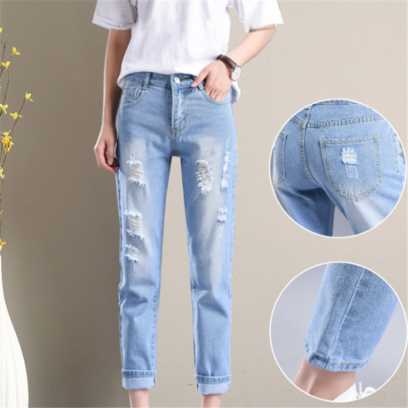 Women's Clothing in Stock Slimming All-Matching Jeans Women's Cropped Pants Women's Korean Style Loose Retro Daddy Pants Factory Direct Sales Women's Clothing in Stock Slimming All-Matching Jeans Women's Cropped Pants Women's Korean Style Loose Retro Daddy Pants Factory Direct Sales