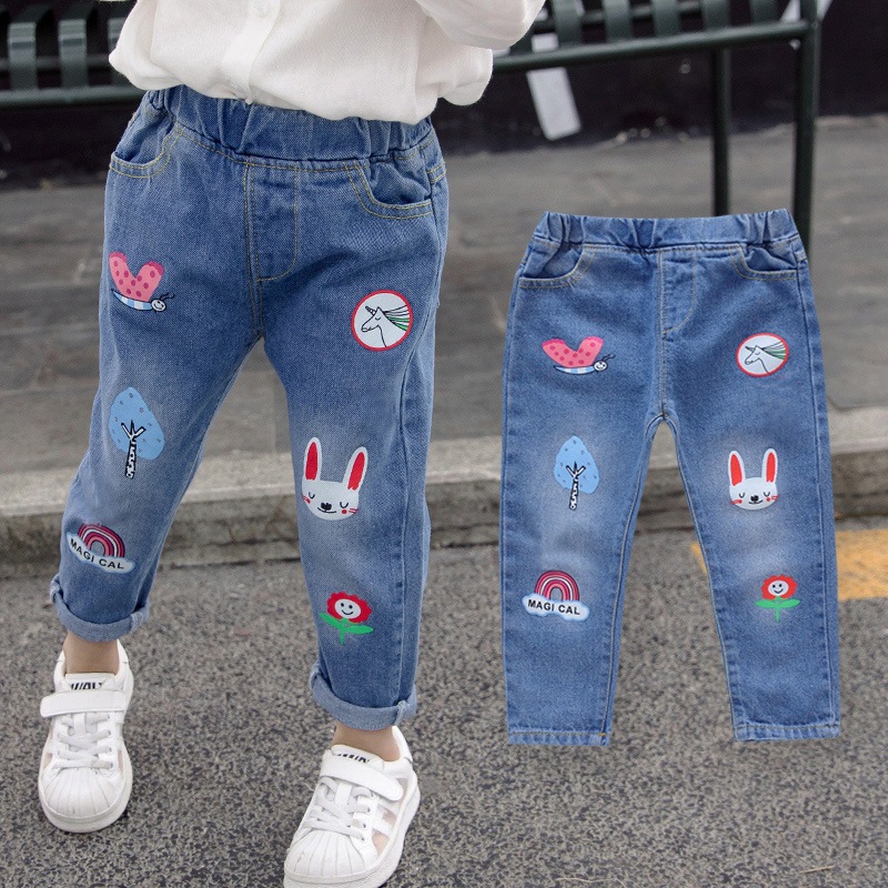 2020 Spring and Autumn Girls' Denim Trousers Children's Washed Denim Korean Style Jeans 2020 Spring and Autumn Girls' Denim Trousers Children's Washed Denim Korean Style Jeans