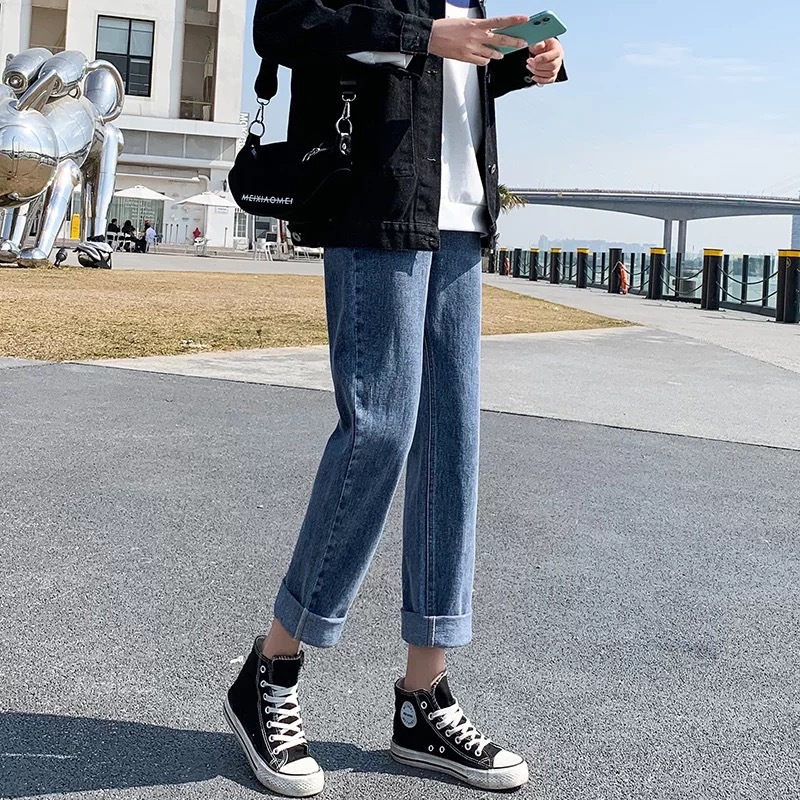 2021 New Women's Denim Wide Leg Ankle-Length Pants Women's Ripped High Waist Jeans Foreign Trade Stall Supply Wholesale
