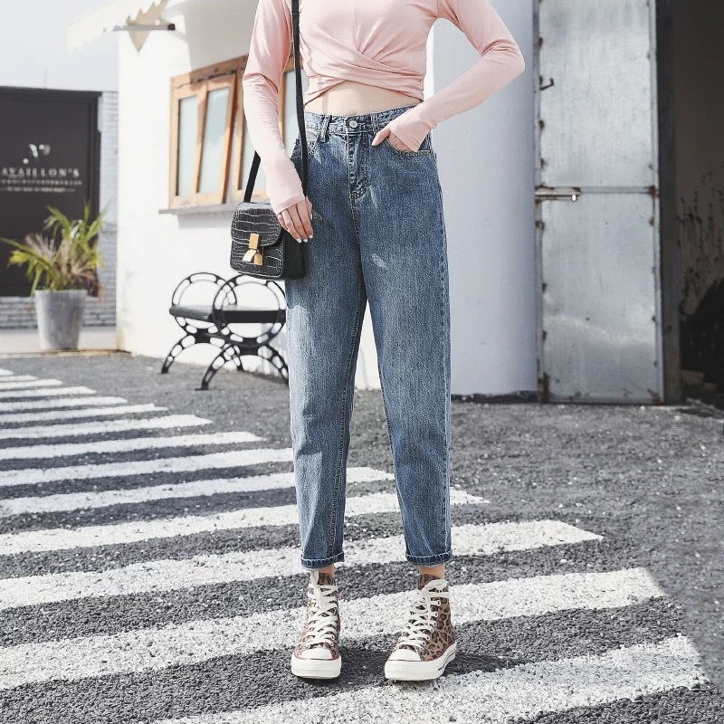 2021 New Women's Denim Wide Leg Ankle-Length Pants Women's Ripped High Waist Jeans Foreign Trade Stall Supply Wholesale
