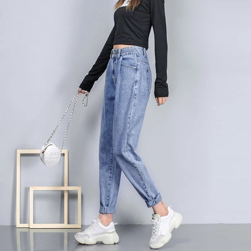 2021 New Women's Denim Wide Leg Ankle-Length Pants Women's Ripped High Waist Jeans Foreign Trade Stall Supply Wholesale