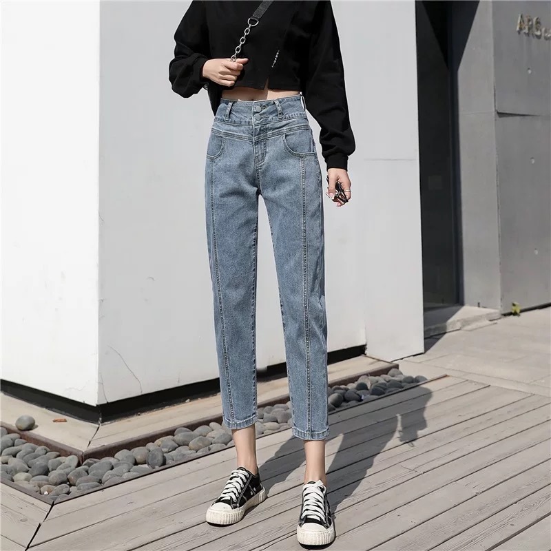 2021 New Women's Denim Wide Leg Ankle-Length Pants Women's Ripped High Waist Jeans Foreign Trade Stall Supply Wholesale