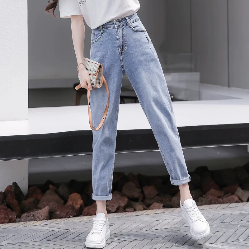 2021 New Women's Denim Wide Leg Ankle-Length Pants Women's Ripped High Waist Jeans Foreign Trade Stall Supply Wholesale