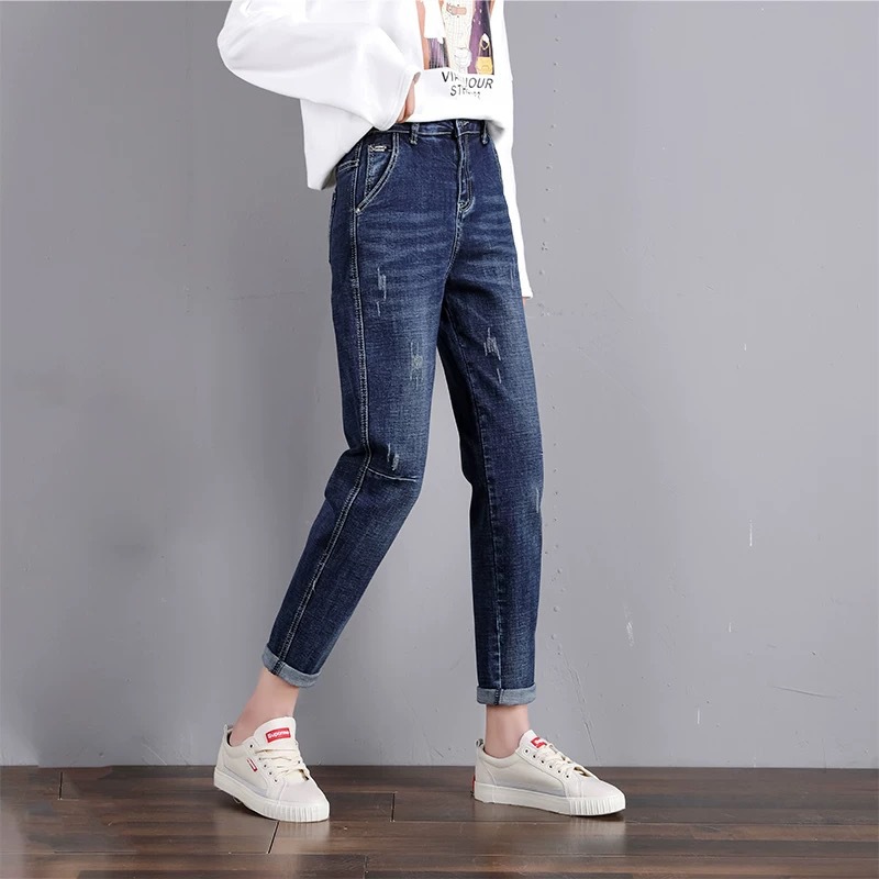 2021 New Women's Denim Wide Leg Ankle-Length Pants Women's Ripped High Waist Jeans Foreign Trade Stall Supply Wholesale