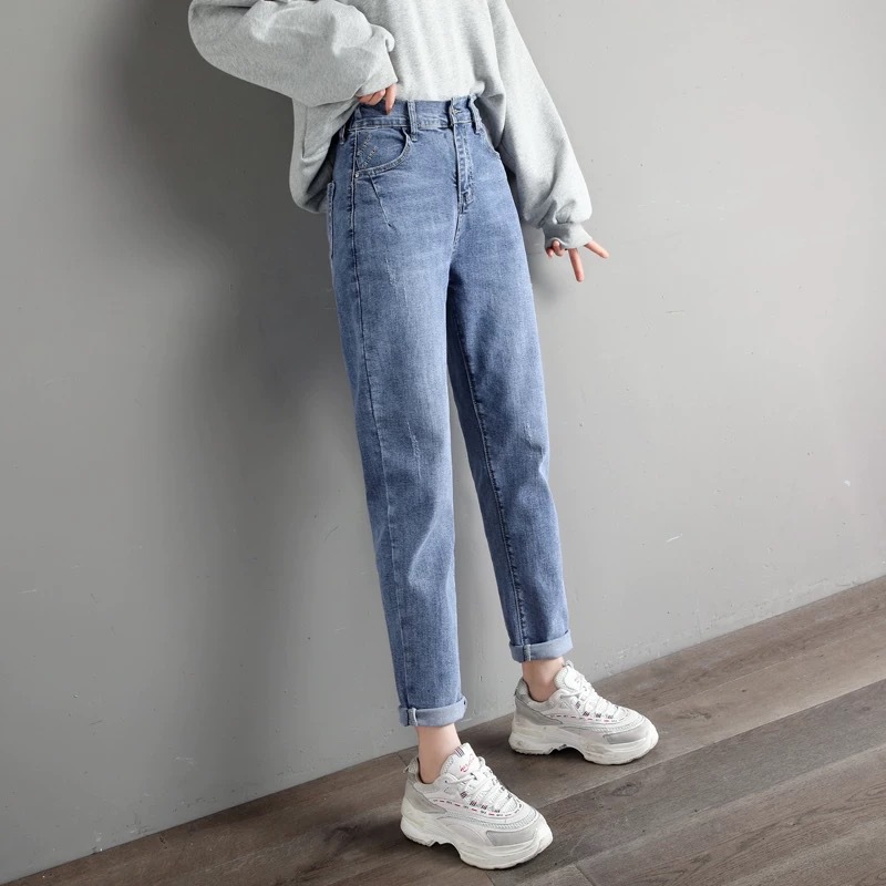 2021 New Women's Denim Wide Leg Ankle-Length Pants Women's Ripped High Waist Jeans Foreign Trade Stall Supply Wholesale