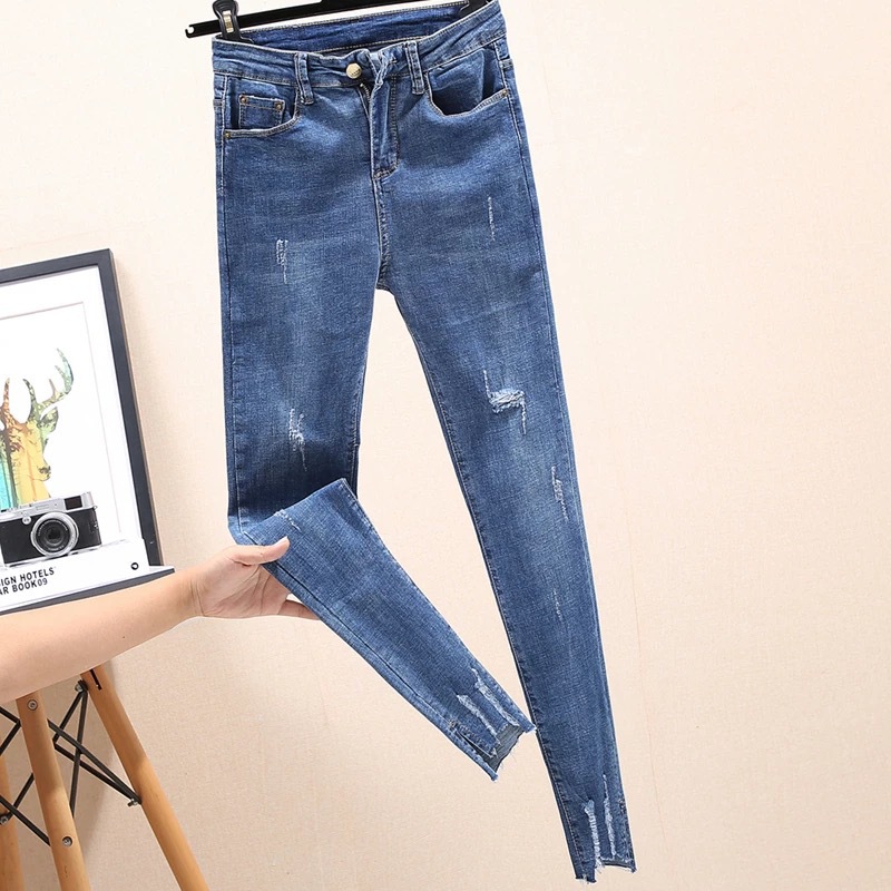 2021 New Women's Denim Wide Leg Ankle-Length Pants Women's Ripped High Waist Jeans Foreign Trade Stall Supply Wholesale