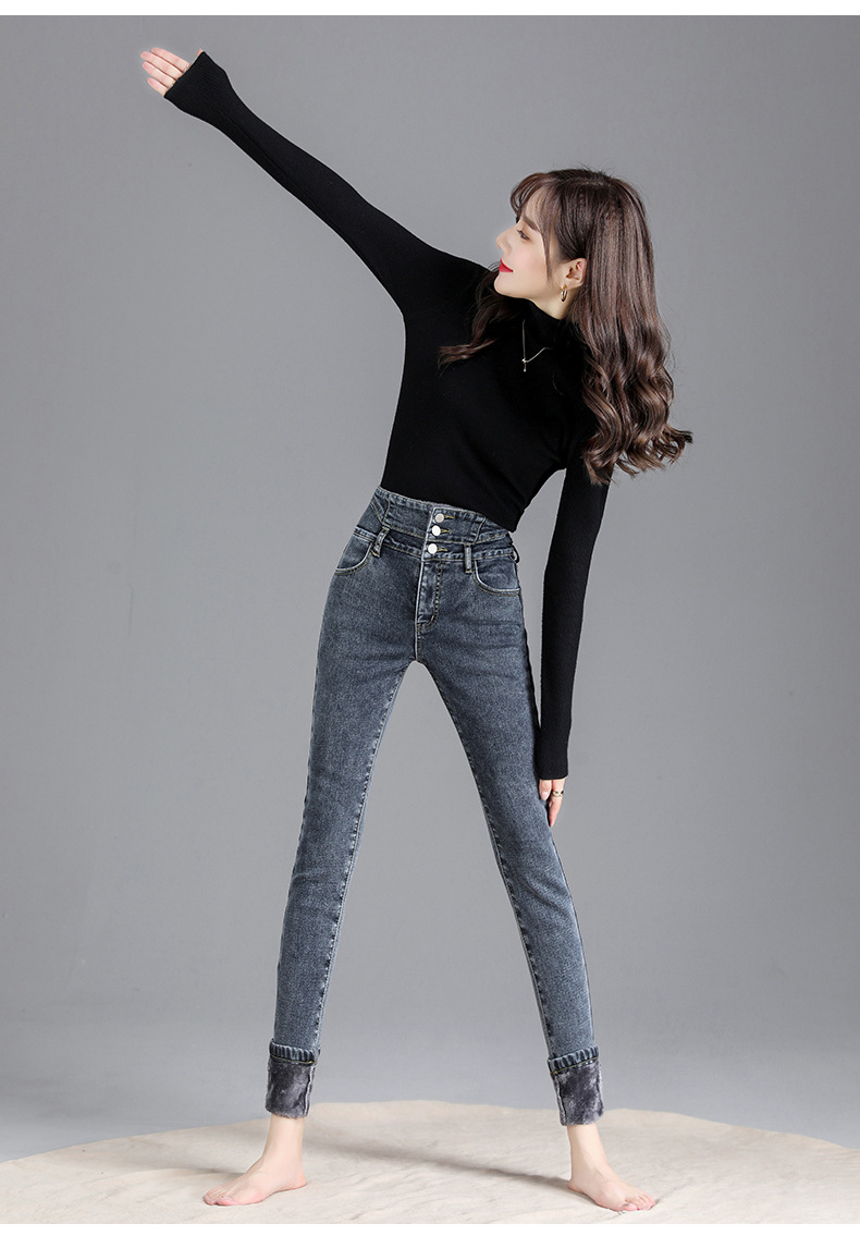 jeans High Waist Velvet Padded Thick Jeans Women's Winter New Elastic High Show Tight and Warm Feet Pencil Long Pants jeans High Waist Velvet Padded Thick Jeans Women's Winter New Elastic High Show Tight and Warm Feet Pencil Long Pants