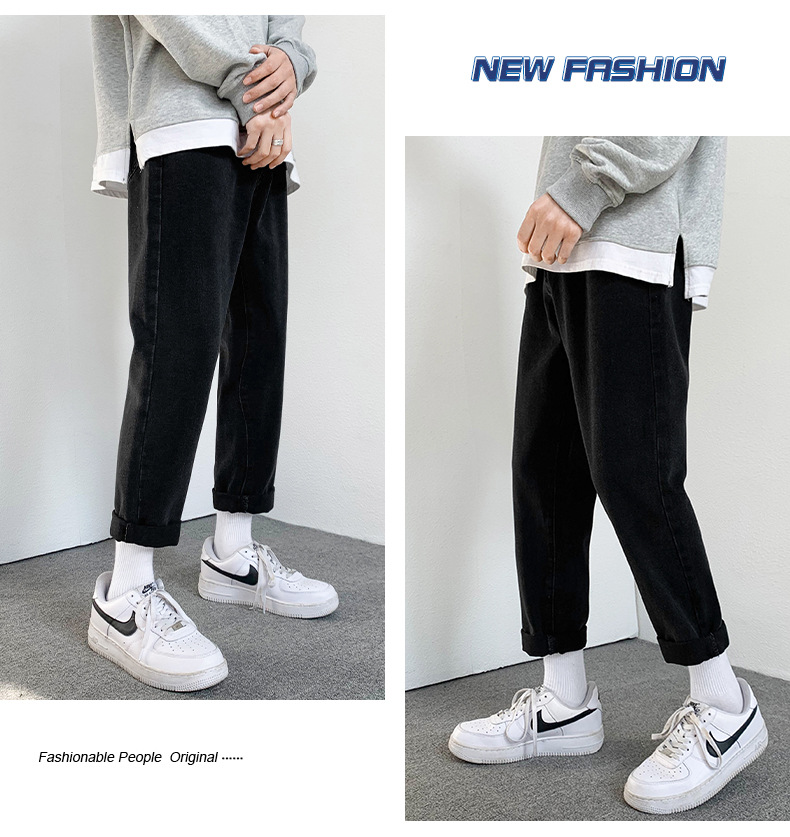 2022 Jeans Men's Korean Style Casual Men's Denim (Ankle-Length Pants) Spring and Autumn Trends Light Color Hole Mid-Waist Jeans 2022 Jeans Men's Korean Style Casual Men's Denim (Ankle-Length Pants) Spring and Autumn Trends Light Color Hole Mid-Waist Jeans