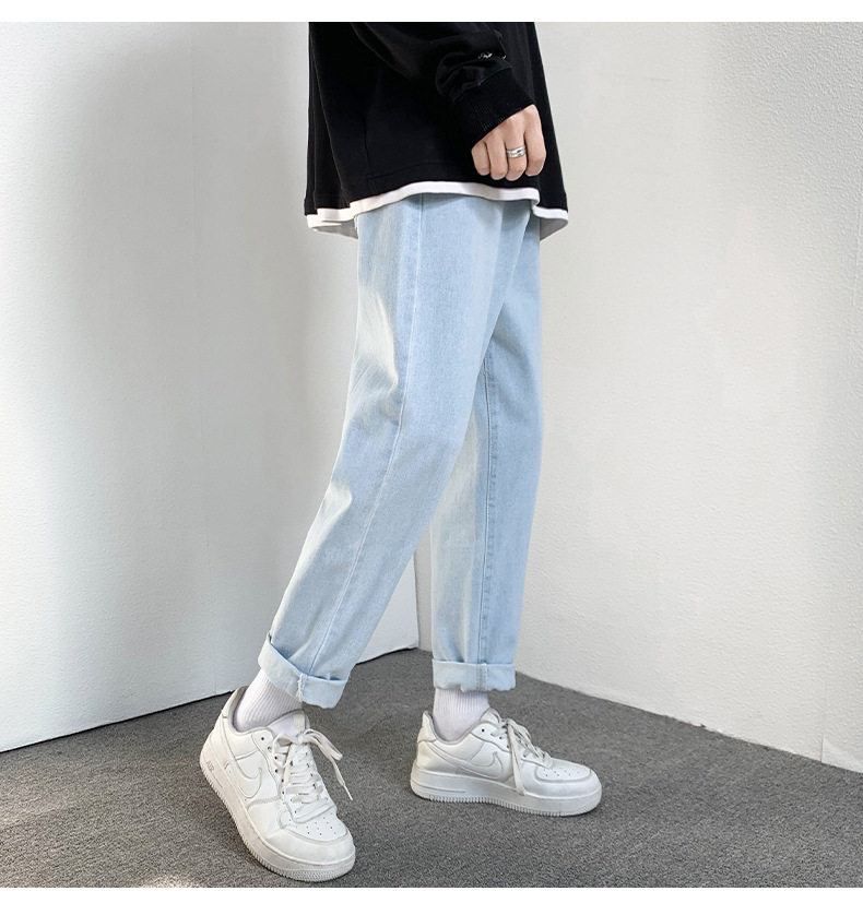 2022 Jeans Men's Korean Style Casual Men's Denim (Ankle-Length Pants) Spring and Autumn Trends Light Color Hole Mid-Waist Jeans 2022 Jeans Men's Korean Style Casual Men's Denim (Ankle-Length Pants) Spring and Autumn Trends Light Color Hole Mid-Waist Jeans