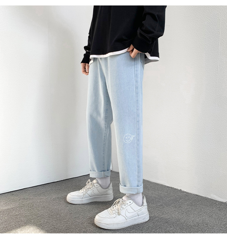 2022 Jeans Men's Korean Style Casual Men's Denim (Ankle-Length Pants) Spring and Autumn Trends Light Color Hole Mid-Waist Jeans 2022 Jeans Men's Korean Style Casual Men's Denim (Ankle-Length Pants) Spring and Autumn Trends Light Color Hole Mid-Waist Jeans