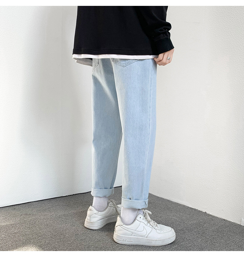 2022 Jeans Men's Korean Style Casual Men's Denim (Ankle-Length Pants) Spring and Autumn Trends Light Color Hole Mid-Waist Jeans 2022 Jeans Men's Korean Style Casual Men's Denim (Ankle-Length Pants) Spring and Autumn Trends Light Color Hole Mid-Waist Jeans