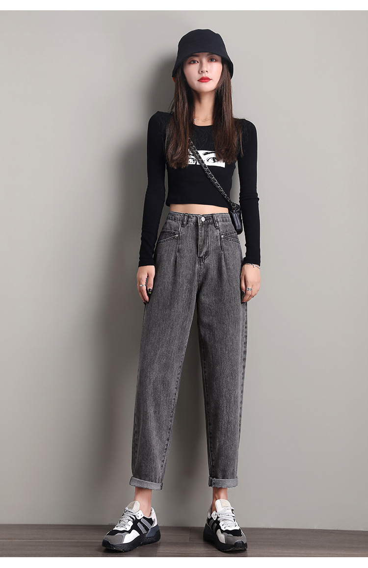 Real Shot 2020 New Jeans Women's Loose plus Size Women's Clothing Plump Girls Cropped Pants Korean Style High Waist Dad Harem Pants Real Shot 2020 New Jeans Women's Loose plus Size Women's Clothing Plump Girls Cropped Pants Korean Style High Waist Dad Harem Pants