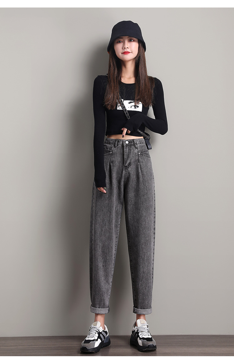 Real Shot 2020 New Jeans Women's Loose plus Size Women's Clothing Plump Girls Cropped Pants Korean Style High Waist Dad Harem Pants Real Shot 2020 New Jeans Women's Loose plus Size Women's Clothing Plump Girls Cropped Pants Korean Style High Waist Dad Harem Pants