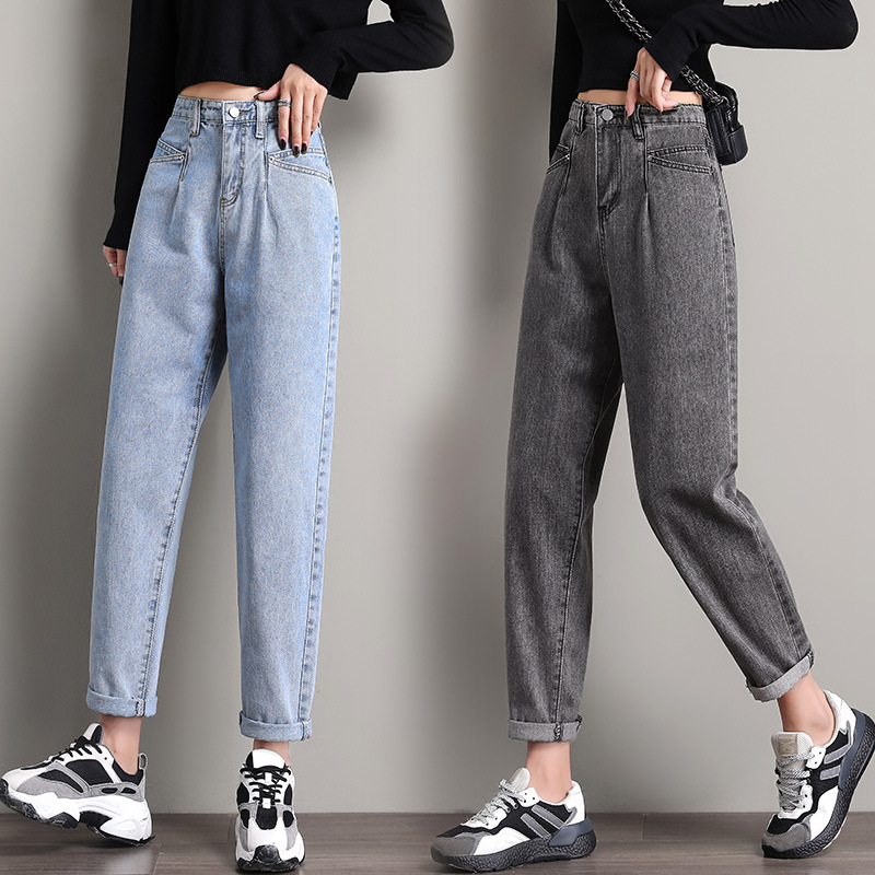 Real Shot 2020 New Jeans Women's Loose plus Size Women's Clothing Plump Girls Cropped Pants Korean Style High Waist Dad Harem Pants Real Shot 2020 New Jeans Women's Loose plus Size Women's Clothing Plump Girls Cropped Pants Korean Style High Waist Dad Harem Pants