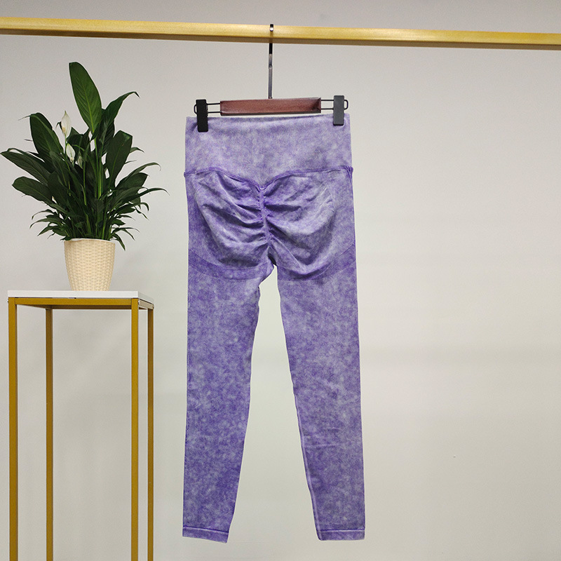Hip Lifting Retro Washed Yoga Pants Women's Seamless Peach Hip Jeans Fitness Pants Tight Stretch Sports Trousers