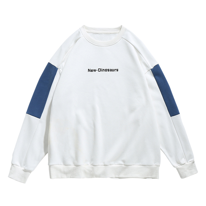 Hanlu Men's 2020 Autumn New Hong Kong Style Pullover Hoody Men's Letter Loose Contrasting Color Stitching Sleeve Top