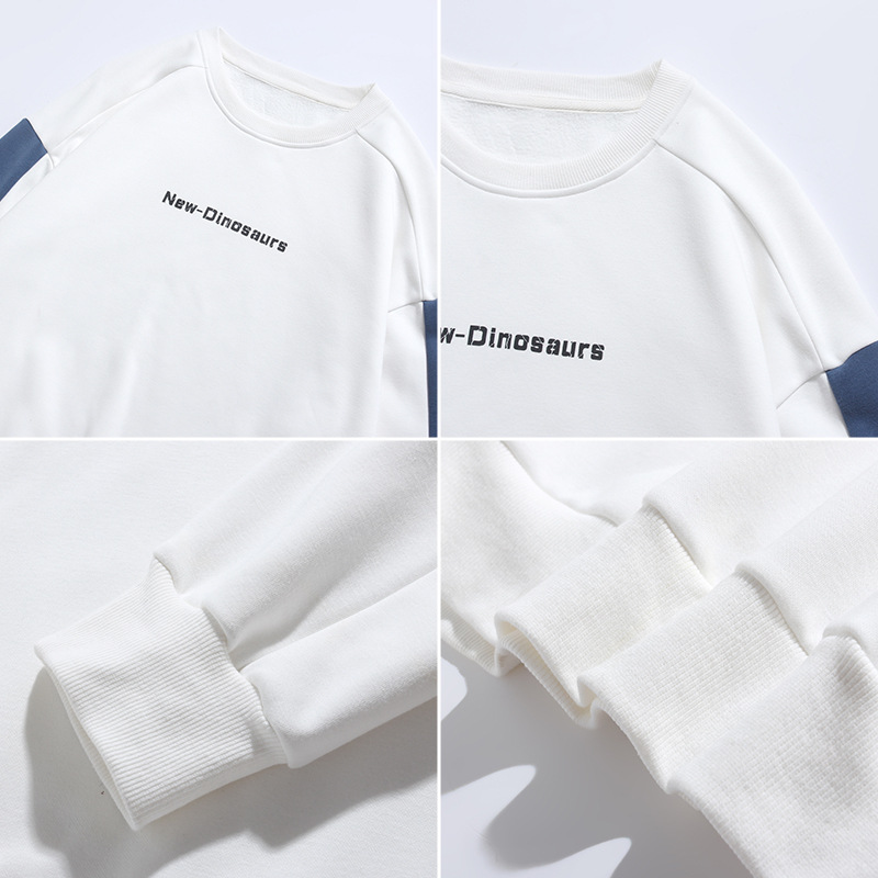 Hanlu Men's 2020 Autumn New Hong Kong Style Pullover Hoody Men's Letter Loose Contrasting Color Stitching Sleeve Top