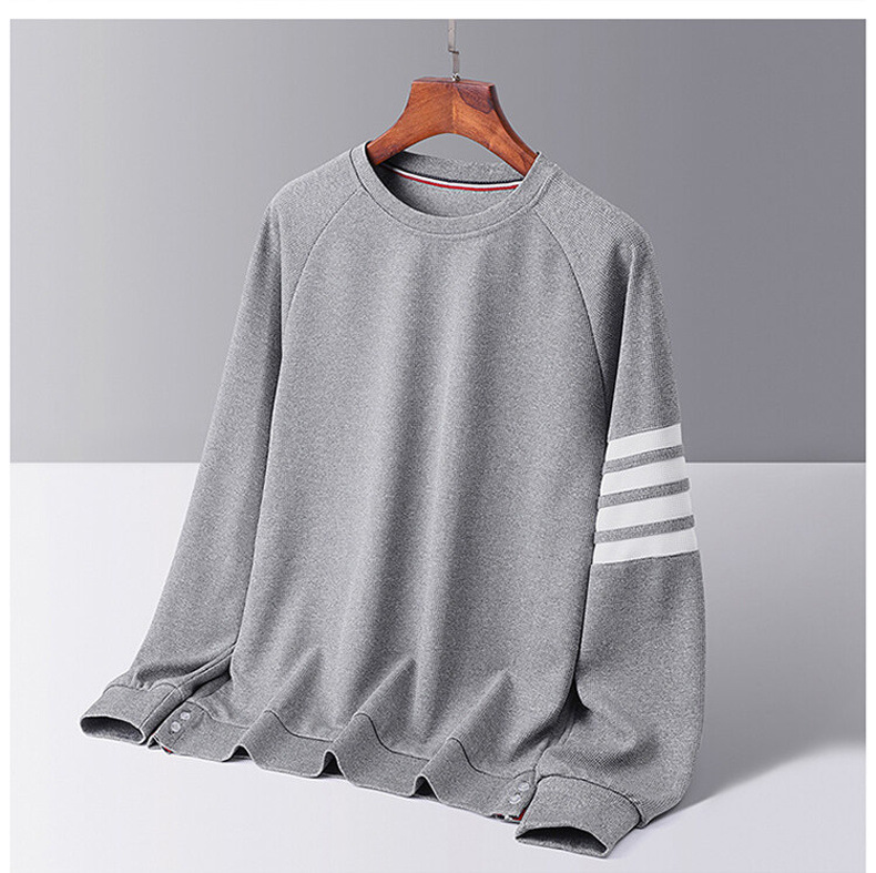 Men's Waffle Brushed Hoody Autumn and Winter Fashion Brand Casual round Neck Pullover Top Clothes Striped TB Long Sleeve T-shirt Men Men's Waffle Brushed Hoody Autumn and Winter Fashion Brand Casual round Neck Pullover Top Clothes Striped TB Long Sleeve T-shirt Men