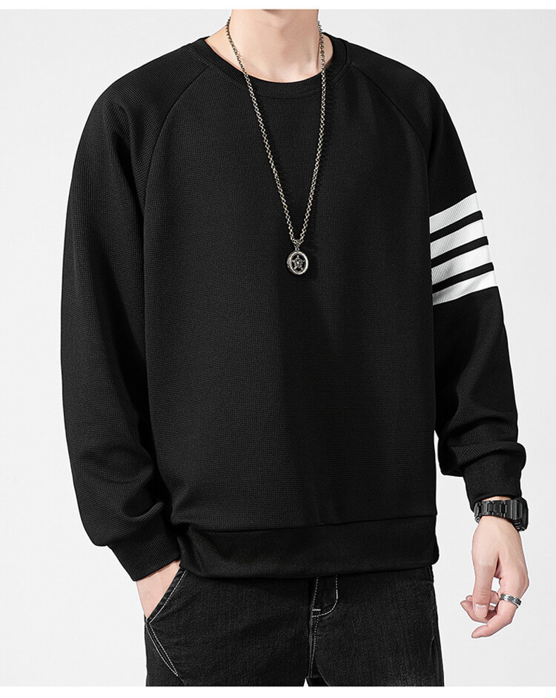 Men's Waffle Brushed Hoody Autumn and Winter Fashion Brand Casual round Neck Pullover Top Clothes Striped TB Long Sleeve T-shirt Men Men's Waffle Brushed Hoody Autumn and Winter Fashion Brand Casual round Neck Pullover Top Clothes Striped TB Long Sleeve T-shirt Men