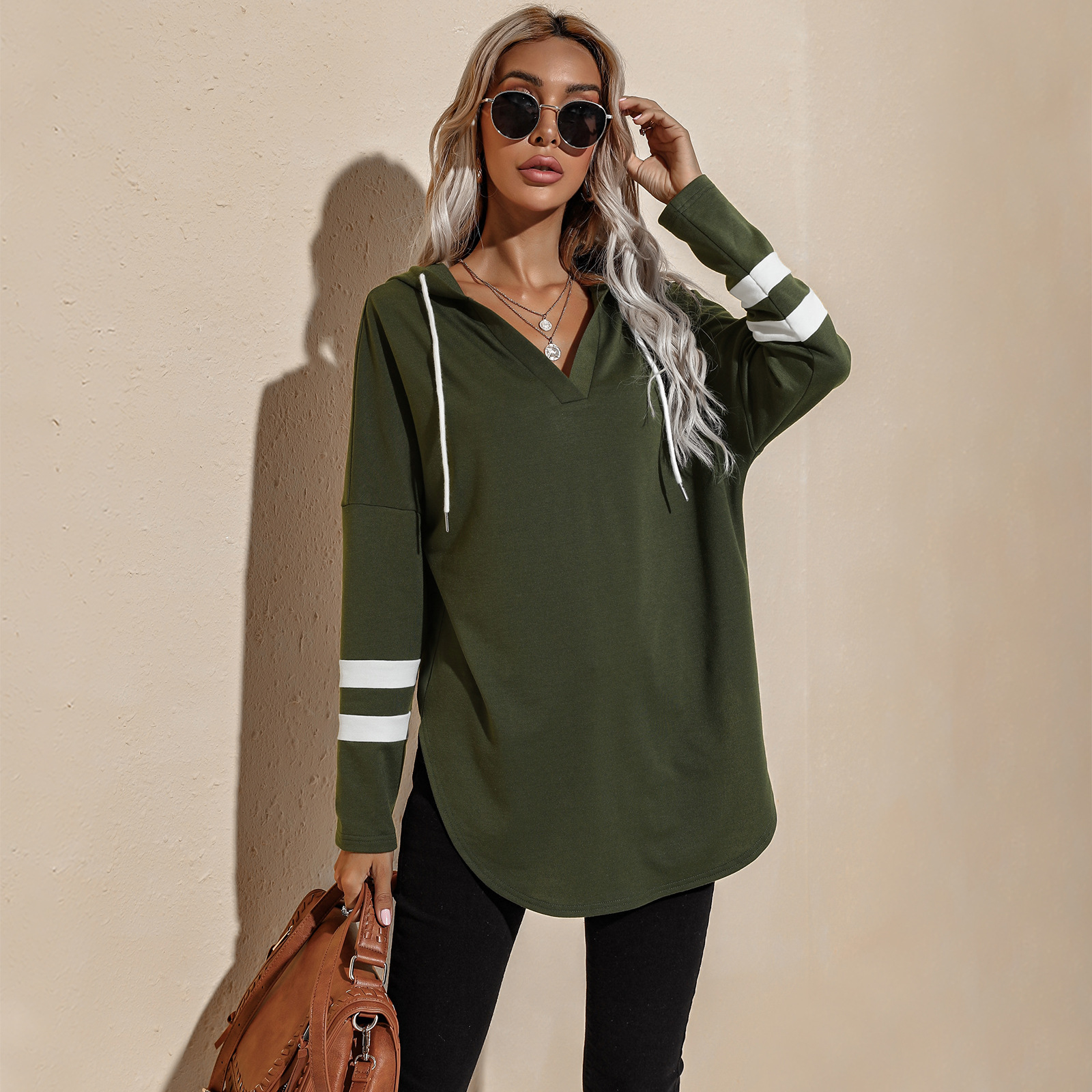 Amazon Hot Foreign Trade Women's Clothing European and American Thin Hoodie Female 2021 Autumn New Long Hoody