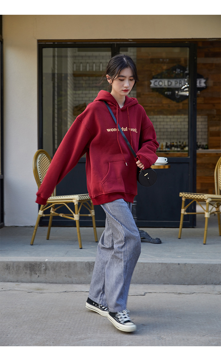 2021 Autumn and Winter New Korean Style Letter Hooded Fleece Padded Coat Top Loose and Idle BF Student Pullover Hoody 2021 Autumn and Winter New Korean Style Letter Hooded Fleece Padded Coat Top Loose and Idle BF Student Pullover Hoody