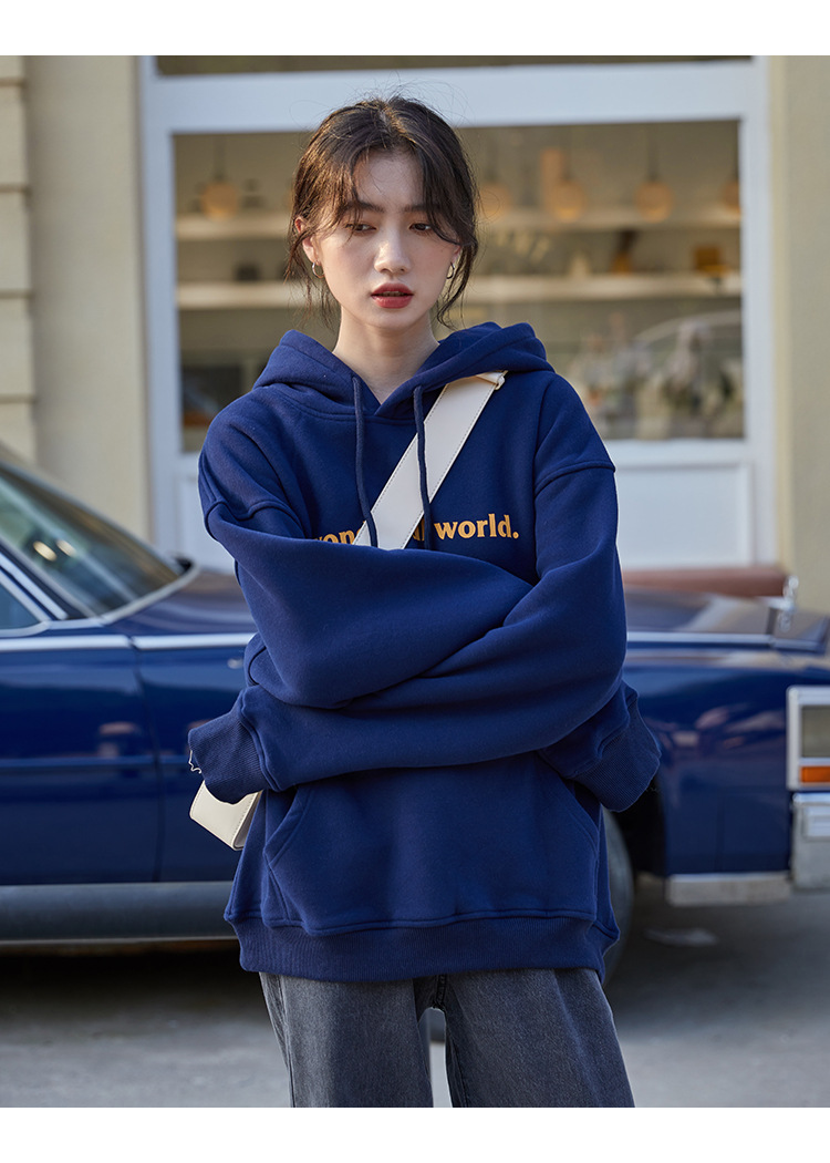 2021 Autumn and Winter New Korean Style Letter Hooded Fleece Padded Coat Top Loose and Idle BF Student Pullover Hoody 2021 Autumn and Winter New Korean Style Letter Hooded Fleece Padded Coat Top Loose and Idle BF Student Pullover Hoody