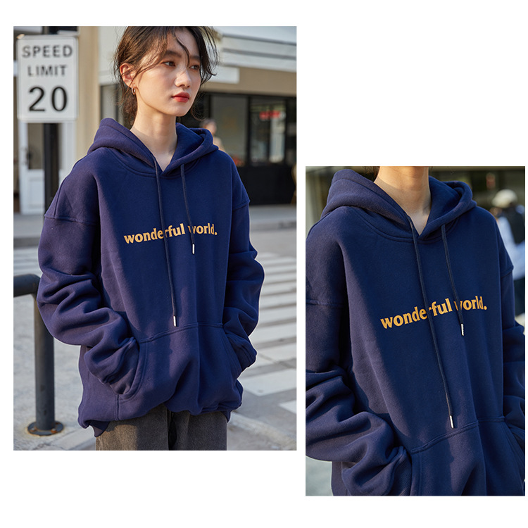 2021 Autumn and Winter New Korean Style Letter Hooded Fleece Padded Coat Top Loose and Idle BF Student Pullover Hoody 2021 Autumn and Winter New Korean Style Letter Hooded Fleece Padded Coat Top Loose and Idle BF Student Pullover Hoody