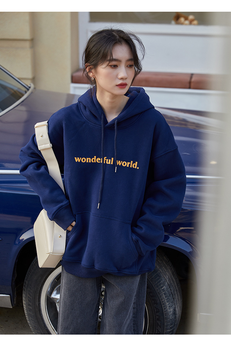 2021 Autumn and Winter New Korean Style Letter Hooded Fleece Padded Coat Top Loose and Idle BF Student Pullover Hoody 2021 Autumn and Winter New Korean Style Letter Hooded Fleece Padded Coat Top Loose and Idle BF Student Pullover Hoody