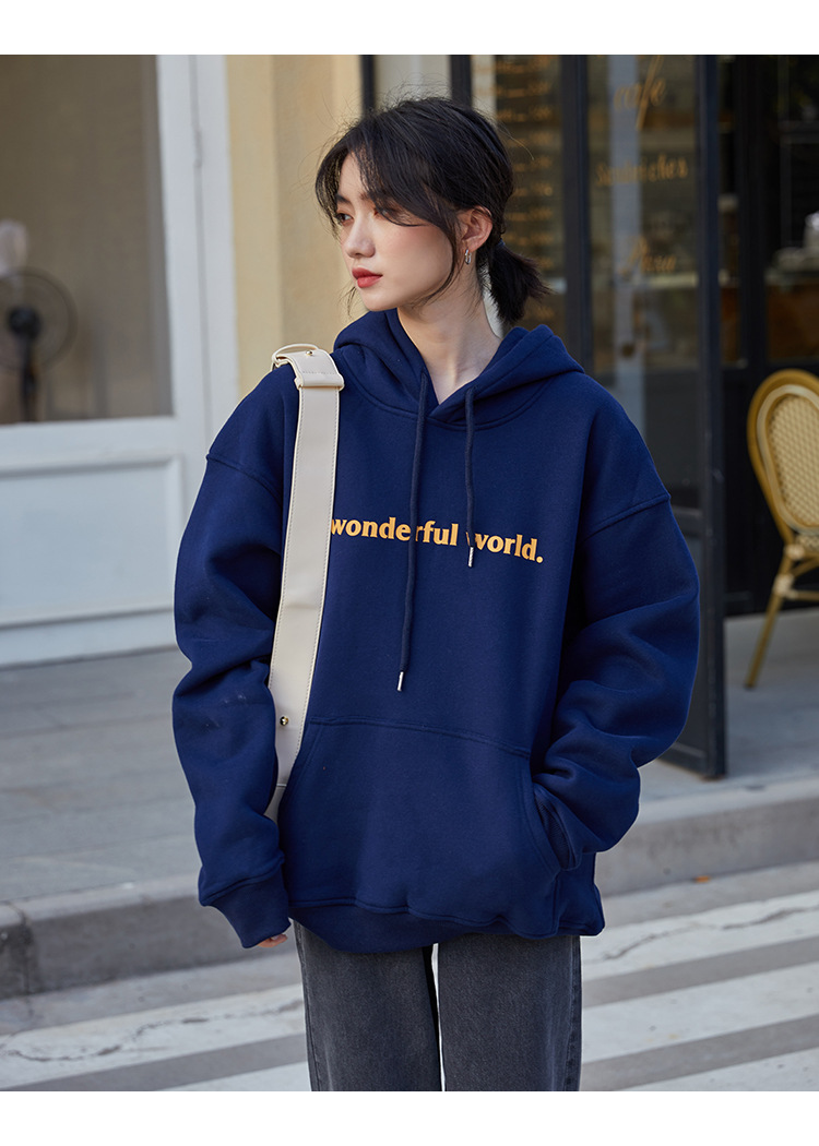 2021 Autumn and Winter New Korean Style Letter Hooded Fleece Padded Coat Top Loose and Idle BF Student Pullover Hoody 2021 Autumn and Winter New Korean Style Letter Hooded Fleece Padded Coat Top Loose and Idle BF Student Pullover Hoody