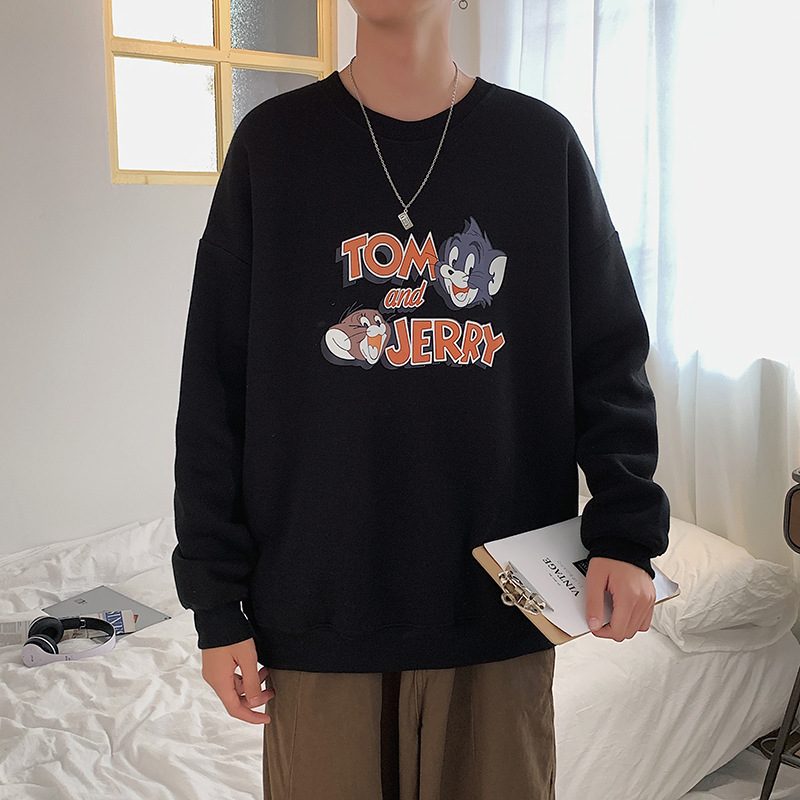 2020 New round Neck Brushed Hoody Men&#039;s KoreanStyle Loose Couple LongSleeved Tshirt Versatile Top Bottoming Shirt
