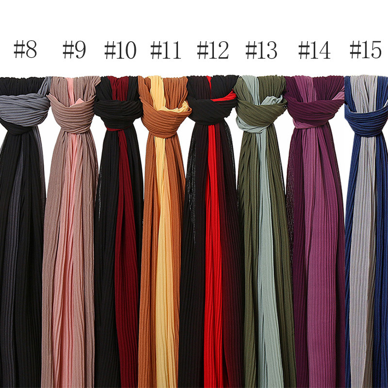 Cross-Border Hot Selling Transitional Pearl Chiffon Pleated Scarf Popular Color Stitching Thickened Chiffon Women's Scarf Yw135