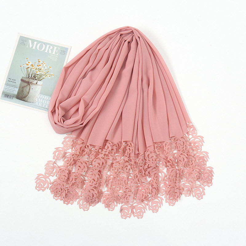 Cross-Border Amazon Supply New Scarf Chiffon Laser Rose Silk Scarf Factory Direct Supply Wholesale Jm156