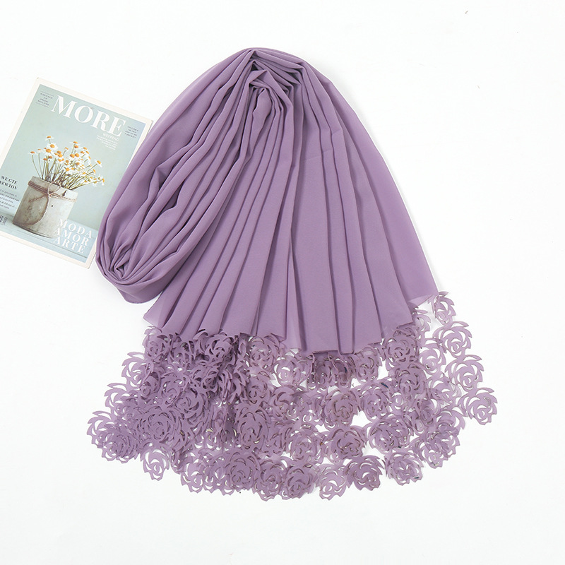Cross-Border Amazon Supply New Scarf Chiffon Laser Rose Silk Scarf Factory Direct Supply Wholesale Jm156