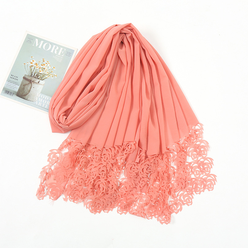Cross-Border Amazon Supply New Scarf Chiffon Laser Rose Silk Scarf Factory Direct Supply Wholesale Jm156