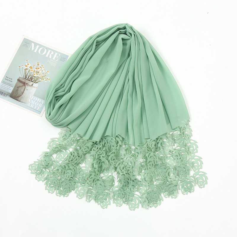 Cross-Border Amazon Supply New Scarf Chiffon Laser Rose Silk Scarf Factory Direct Supply Wholesale Jm156