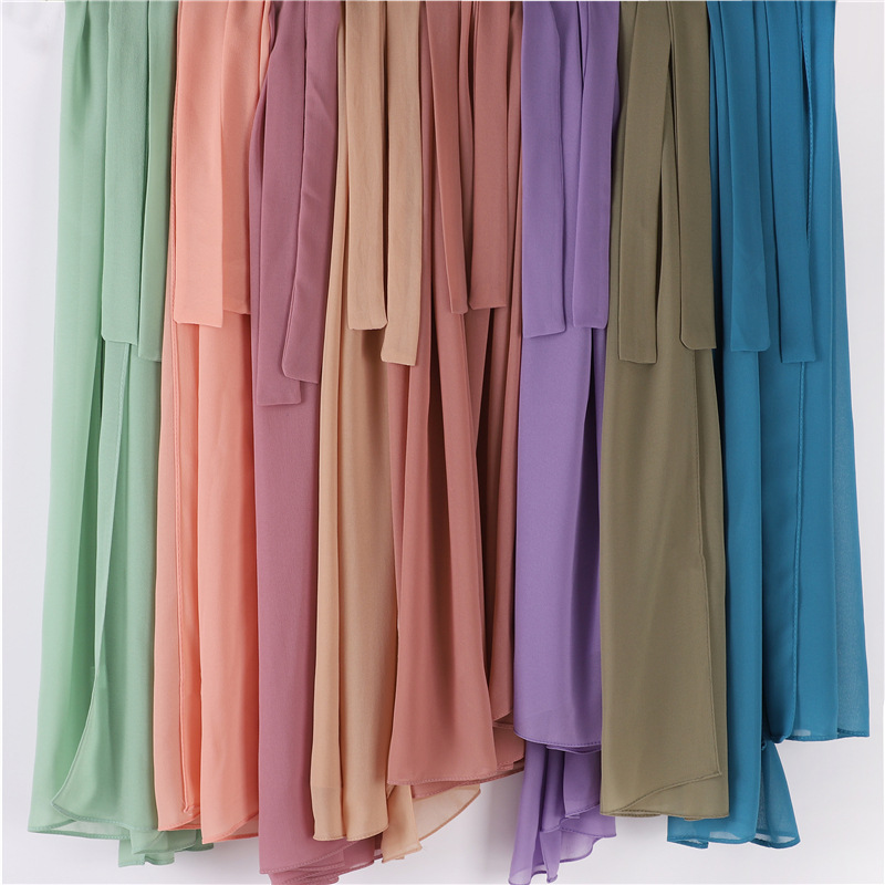 Cross-Border AliExpress New Pure Color Pearl Chiffon Bandage Convenient Headcloth Women Scarf Silk Scarf One Piece Dropshipping