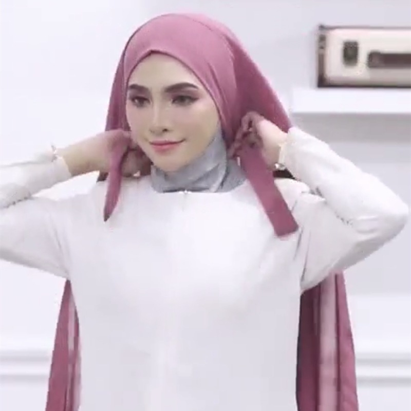 Cross-Border AliExpress New Pure Color Pearl Chiffon Bandage Convenient Headcloth Women Scarf Silk Scarf One Piece Dropshipping
