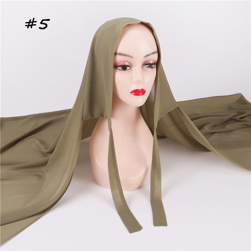 Cross-Border AliExpress New Pure Color Pearl Chiffon Bandage Convenient Headcloth Women Scarf Silk Scarf One Piece Dropshipping