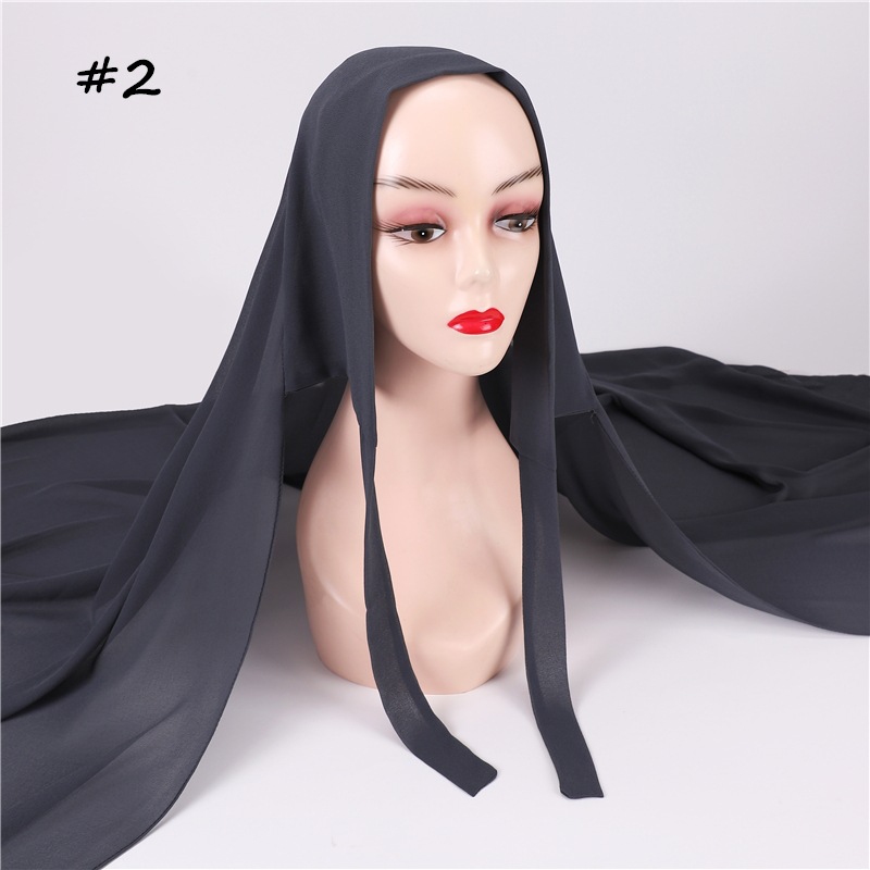 Cross-Border AliExpress New Pure Color Pearl Chiffon Bandage Convenient Headcloth Women Scarf Silk Scarf One Piece Dropshipping
