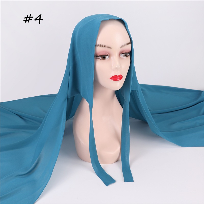 Cross-Border AliExpress New Pure Color Pearl Chiffon Bandage Convenient Headcloth Women Scarf Silk Scarf One Piece Dropshipping