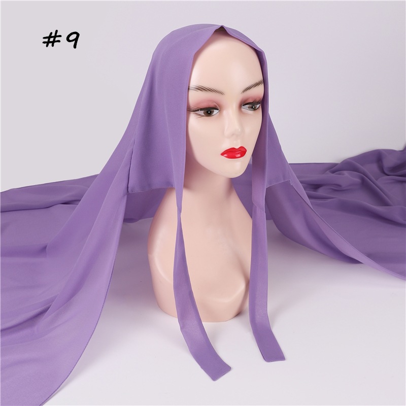 Cross-Border AliExpress New Pure Color Pearl Chiffon Bandage Convenient Headcloth Women Scarf Silk Scarf One Piece Dropshipping