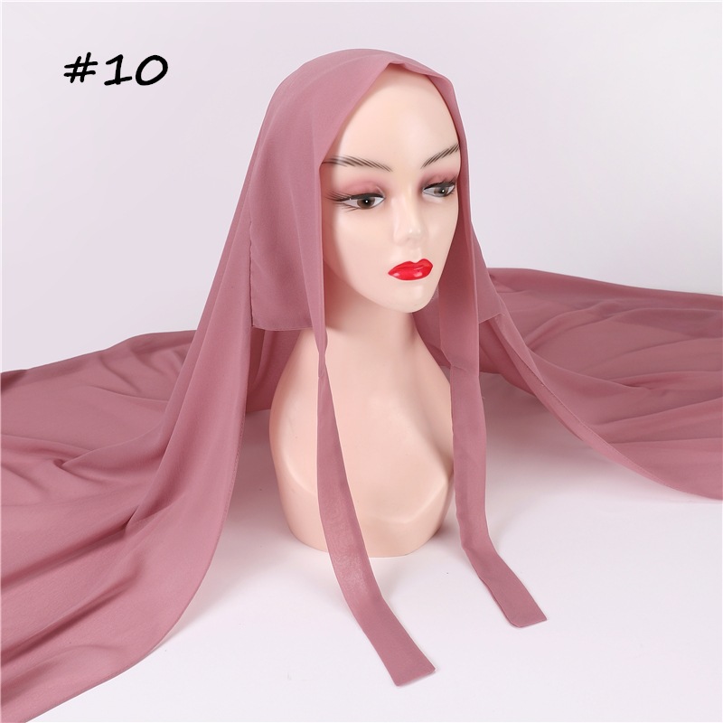 Cross-Border AliExpress New Pure Color Pearl Chiffon Bandage Convenient Headcloth Women Scarf Silk Scarf One Piece Dropshipping
