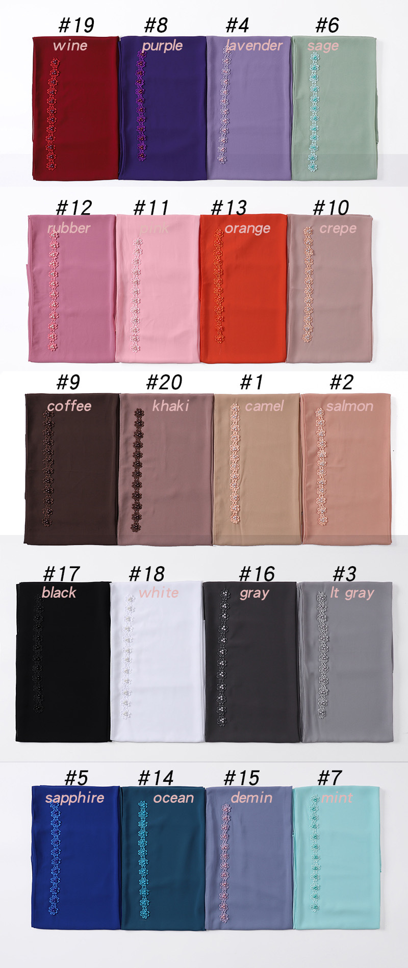 New Indonesia Baotou Scarf Pearl Chiffon Material Nail Pearl Decorative Scarf Scarf Wholesale