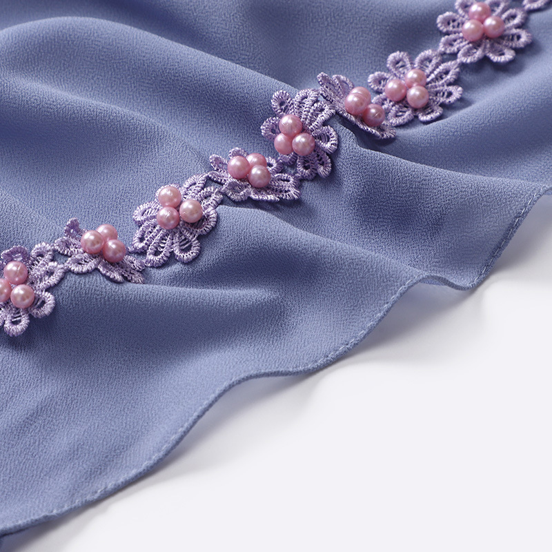 New Indonesia Baotou Scarf Pearl Chiffon Material Nail Pearl Decorative Scarf Scarf Wholesale