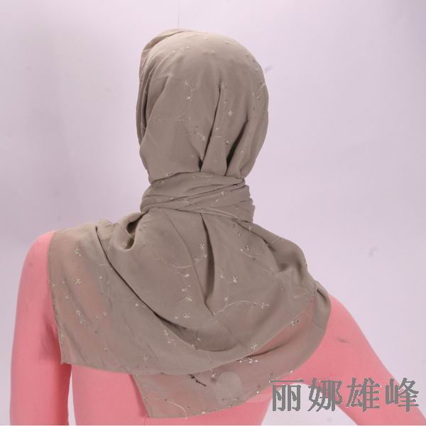 Chiffon embroidered kerchief Muslim baotou cravat embroidered scarves Bandanas