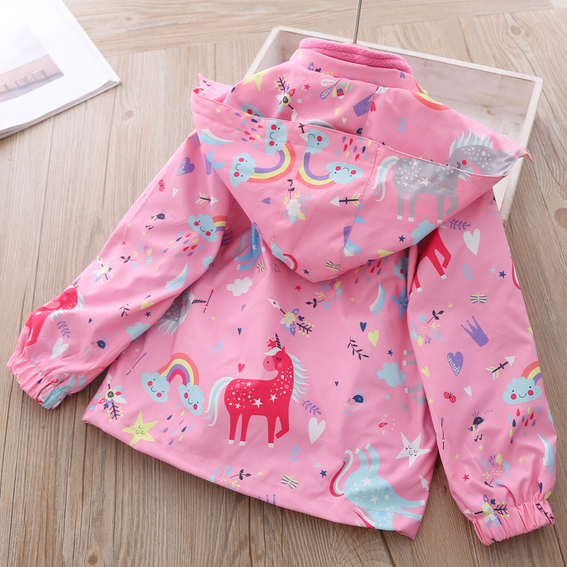 Girls' Jackets 2020 New Fleece-Lined Detachable Three-in-One Baby Girl Rainbow Fashionable Jacket Children's Autumn and Winter Clothes
