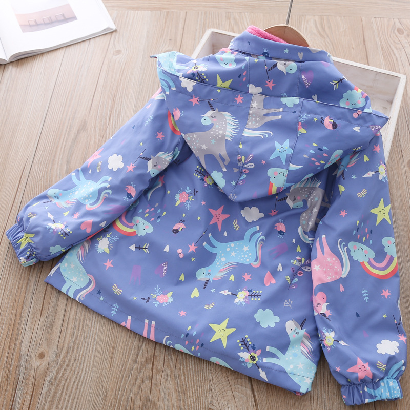 Girls' Jackets 2020 New Fleece-Lined Detachable Three-in-One Baby Girl Rainbow Fashionable Jacket Children's Autumn and Winter Clothes