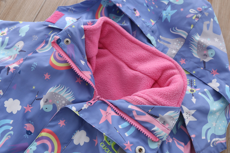 Girls' Jackets 2020 New Fleece-Lined Detachable Three-in-One Baby Girl Rainbow Fashionable Jacket Children's Autumn and Winter Clothes